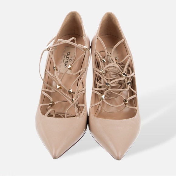 Valentino | Rockstud Lace Up Pumps - Picture 2 of 5